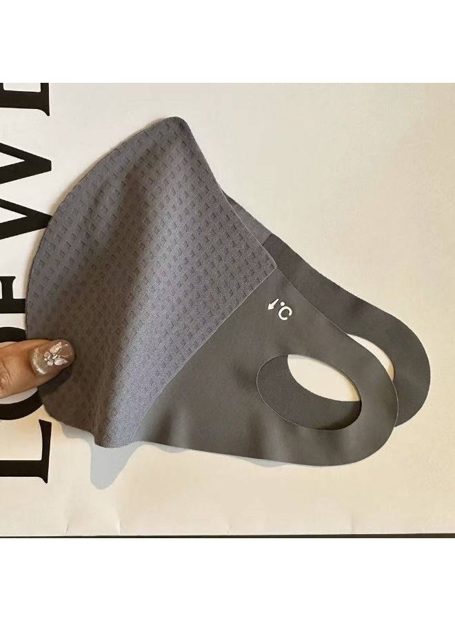 (عبوة 3 قطع) أقنعة وجه صيفية من حرير الثلج البارد: خطوط حماية للعين، حماية من الأشعة فوق البنفسجية، قابلة للتنفس ومستخدمة مرة ثانية، واقية شمس مناسبة للجري، التنزه، ركوب الدراجة النارية، الدراجات، التمارين وغيرها من الأنشطة. متوفرة باللون الأسود والرمل الرمادي الفاتح والرمادي الداكن. - Image 4